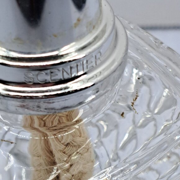 Scentier Heart-Shape Cut Glass Fragrance Lamp Diffuser Silver Tone Ornate Base - Picture 10 of 14